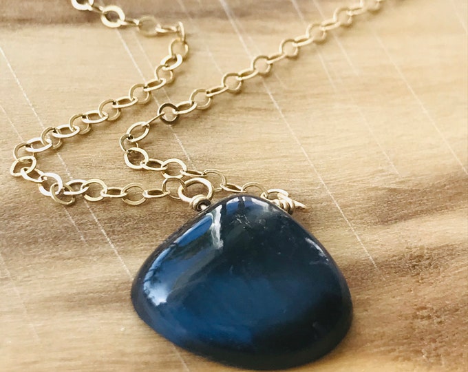 Pietersite Necklace Blue Stone Necklace Blue Gemstone Necklace Layering Necklace Love Necklace