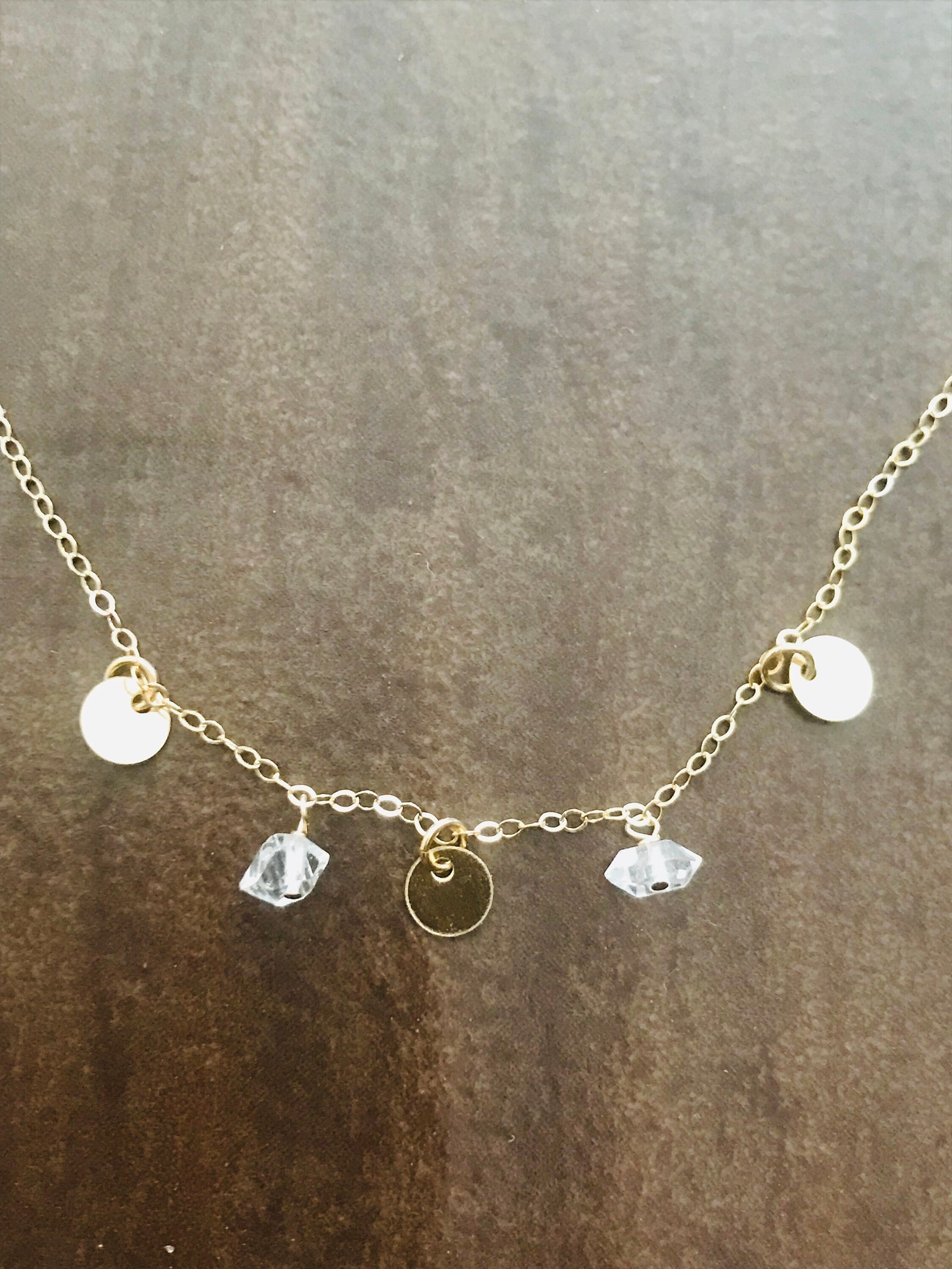 Herkimer Necklace Diamond Necklace April Birthstone Gold Fill Necklace ...