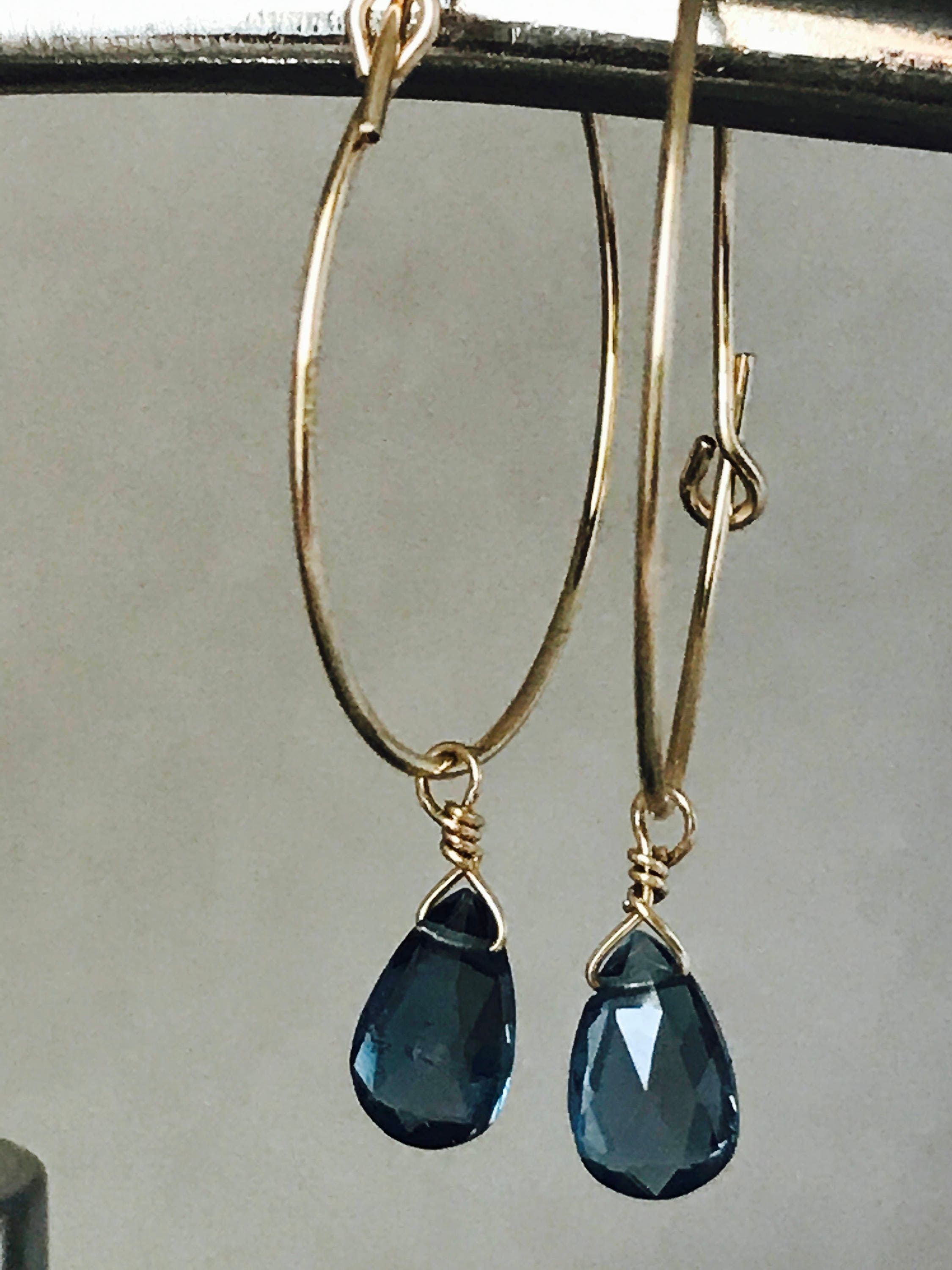 London blue topaz hoop earrings Clearance