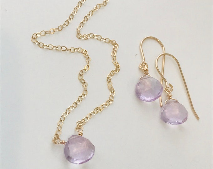 Amethyst Earrings Pink Amethyst Earrings 14 k Gold Fill Earrings February birthstone Gemstone Earrings Boho Earrings pink amethyst