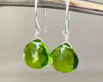 Peridot Earrings August Earrings Silver Earrings Healing Earrings Gemstone earrings Briolette Earrings Minimalist Earrings Boho Earrings