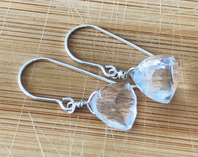 White Topaz Earrings Topaz Earrings Crystal Topaz earrings Quartz earrings Silver earrings Gold Earrings