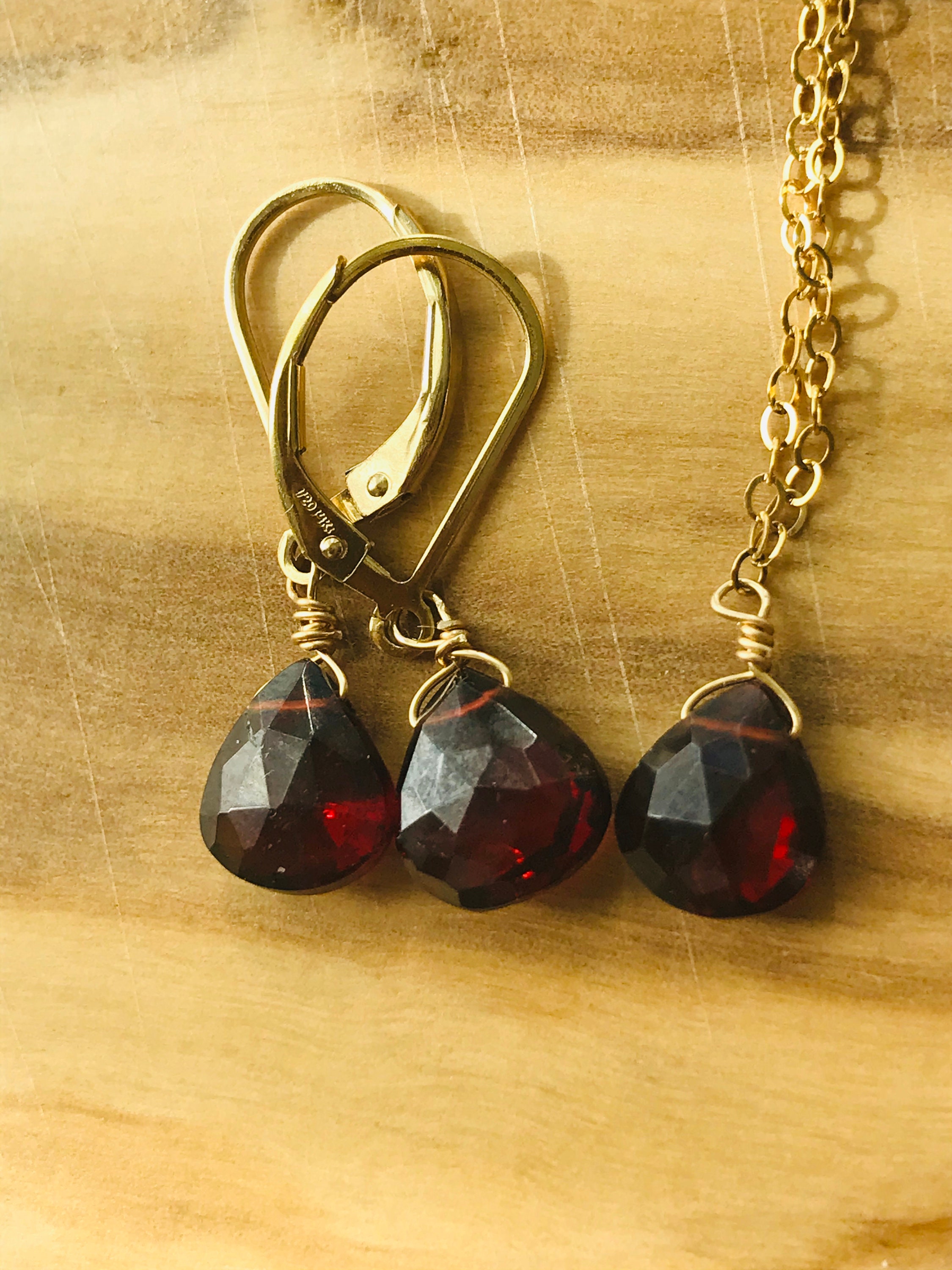 Jewelry Set Earrings Necklace January Birthstone