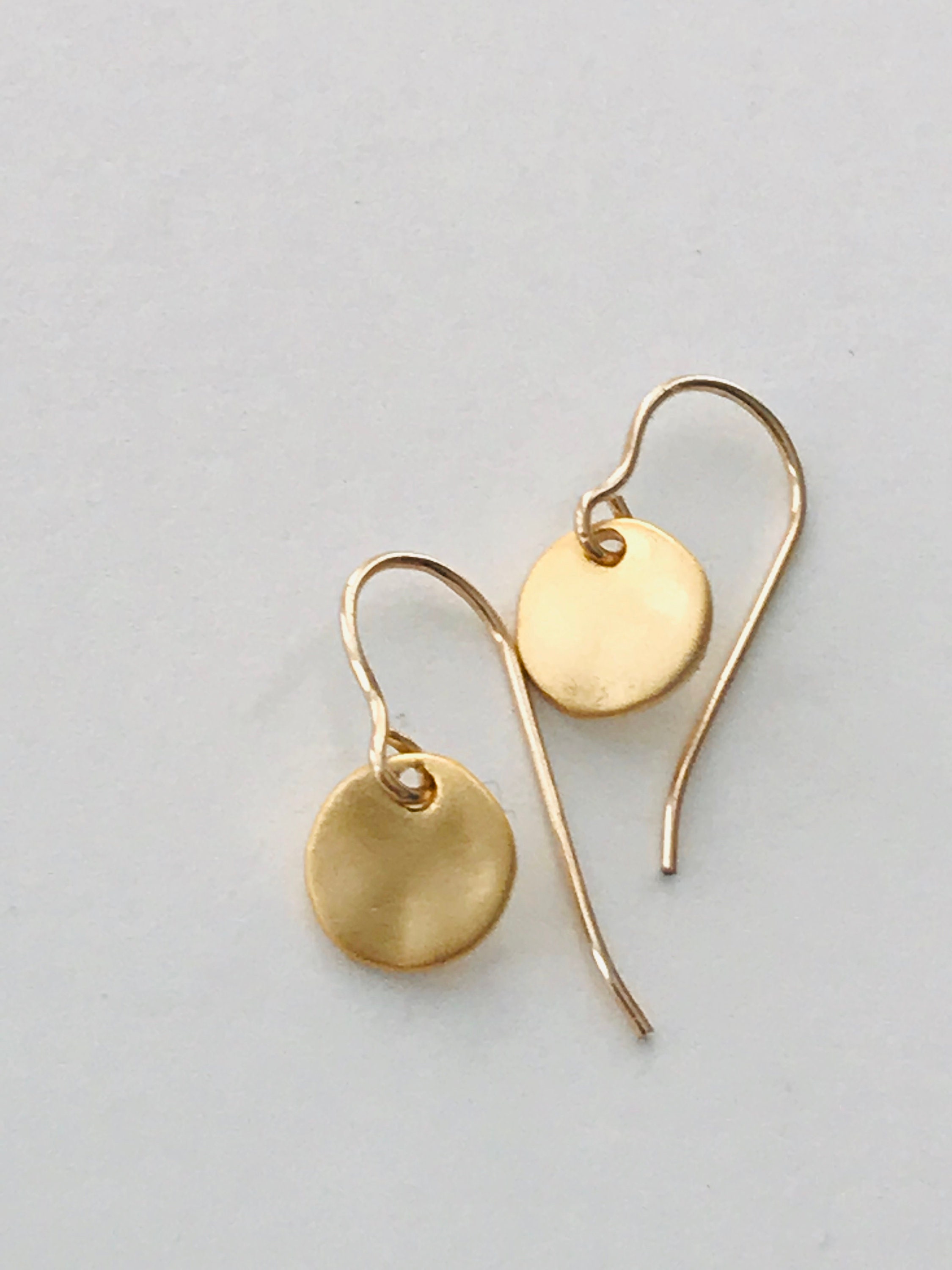 Gold Coin Earrings Gold Earrings Tiny Disc Earrings Minimalist Earrings