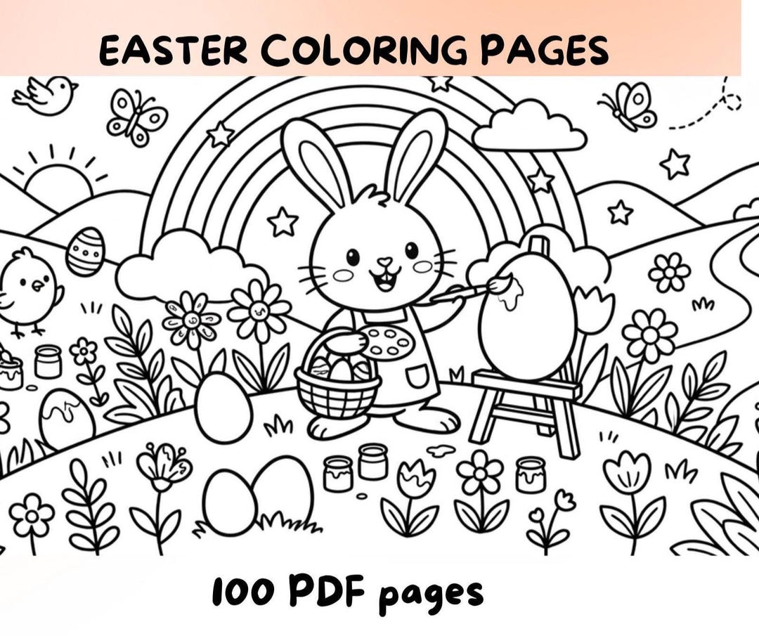 Easter Coloring Pages for Kids, 100 Printable PDF Pages (digital ...