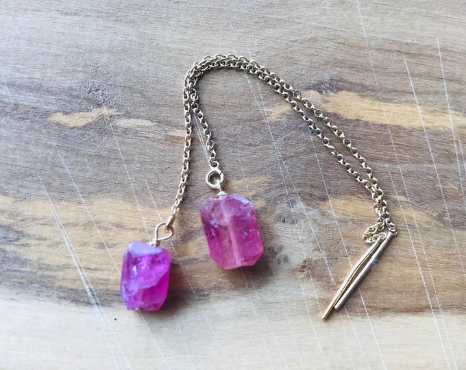 Tiny Tourmaline Earrings Pink Tourmaline Earrings Raw Tourmaline Earrings Boho Earrings October Birthstone Drop Earrings October Birthday