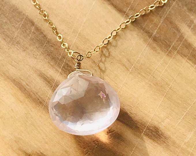 Valentine's Day Gift Rose Quartz Necklace Pink Necklace Gemstone Necklace Layering Necklace Pink Necklace Love Necklace October Birthstone