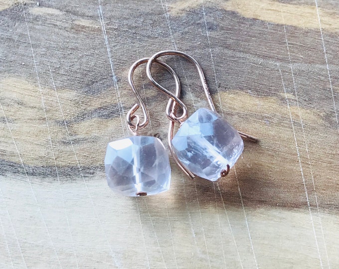 Rose Quartz Earrings Gemstone Earrings Pink Earrings Love Earrings October Birthstone Rose Gold Earrings Gift for her