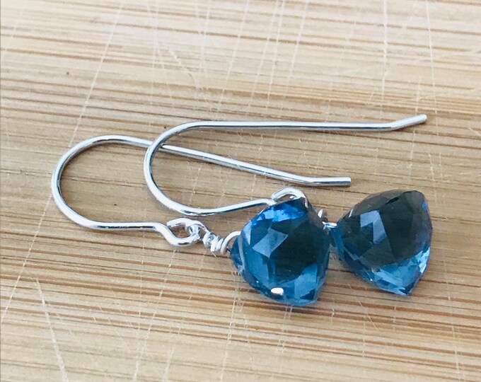 London Blue Earrings Blue Topaz Earrings London Blue Topaz earrings Quartz earrings Silver earrings December birthstone