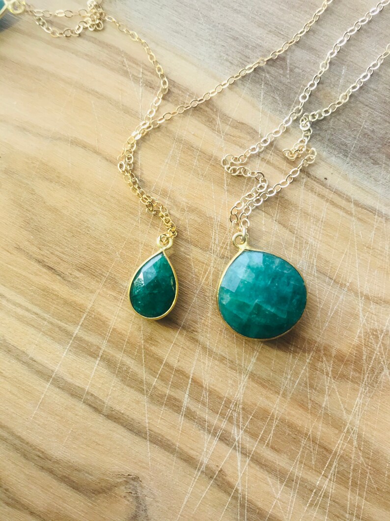 Emerald Necklace Green Emerald Necklace May Birthstone Emerald Etsy