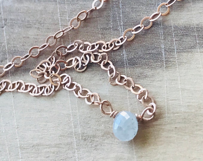 Diamond Necklace Raw Diamond Necklace Rose Gold Necklace White Diamond Necklace April Birthstone April Birthday Valentine's Day Gift