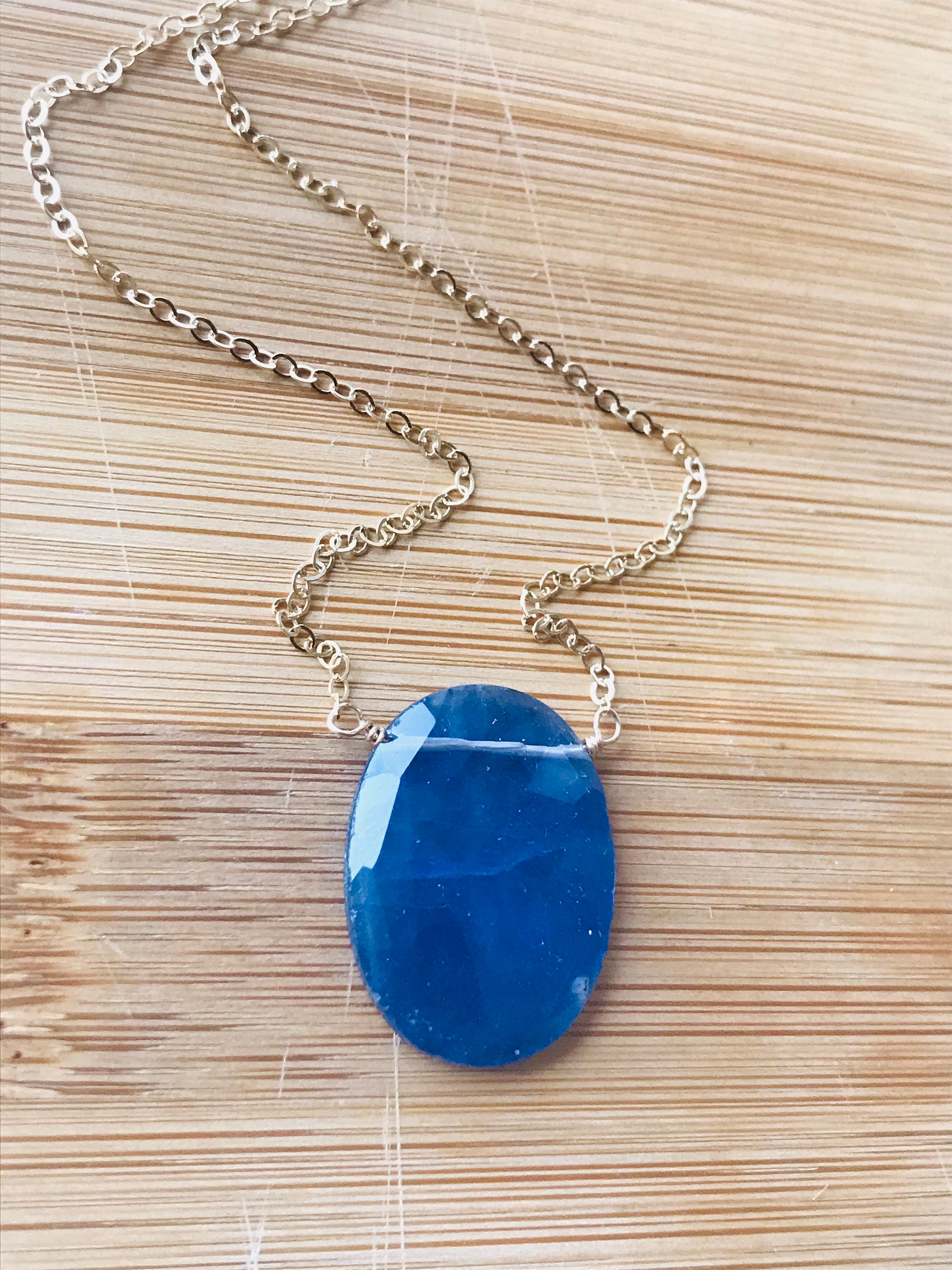 Sapphire Necklace Gemstone Necklace Sapphire Jewelry September