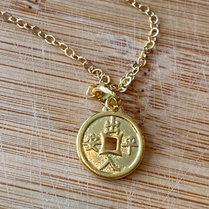Chinese Coin Necklace Coin Charm Necklace Dainty Lucky charm Charms Lucky Coin Necklace Chistmas gift gift for her image 1