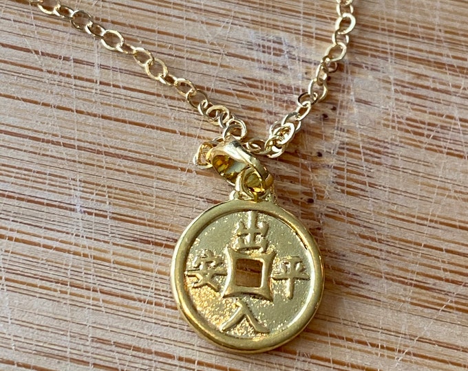 Chinese Coin Necklace Coin Charm Necklace Dainty Lucky charm Charms Lucky Coin Necklace Chistmas gift gift for her