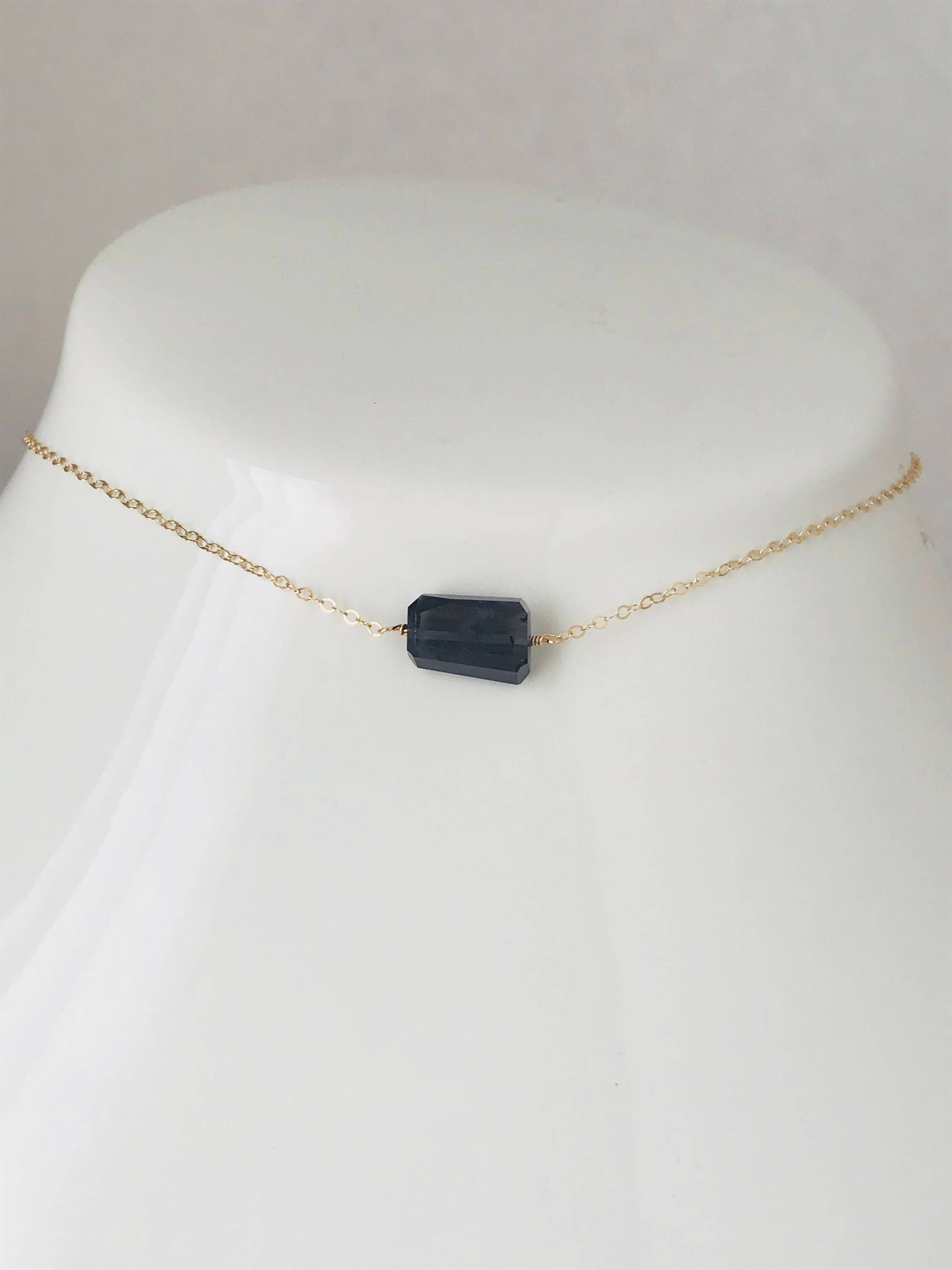 Sapphire Necklace Choker Necklace Sapphire Choker 14K Gold Etsy