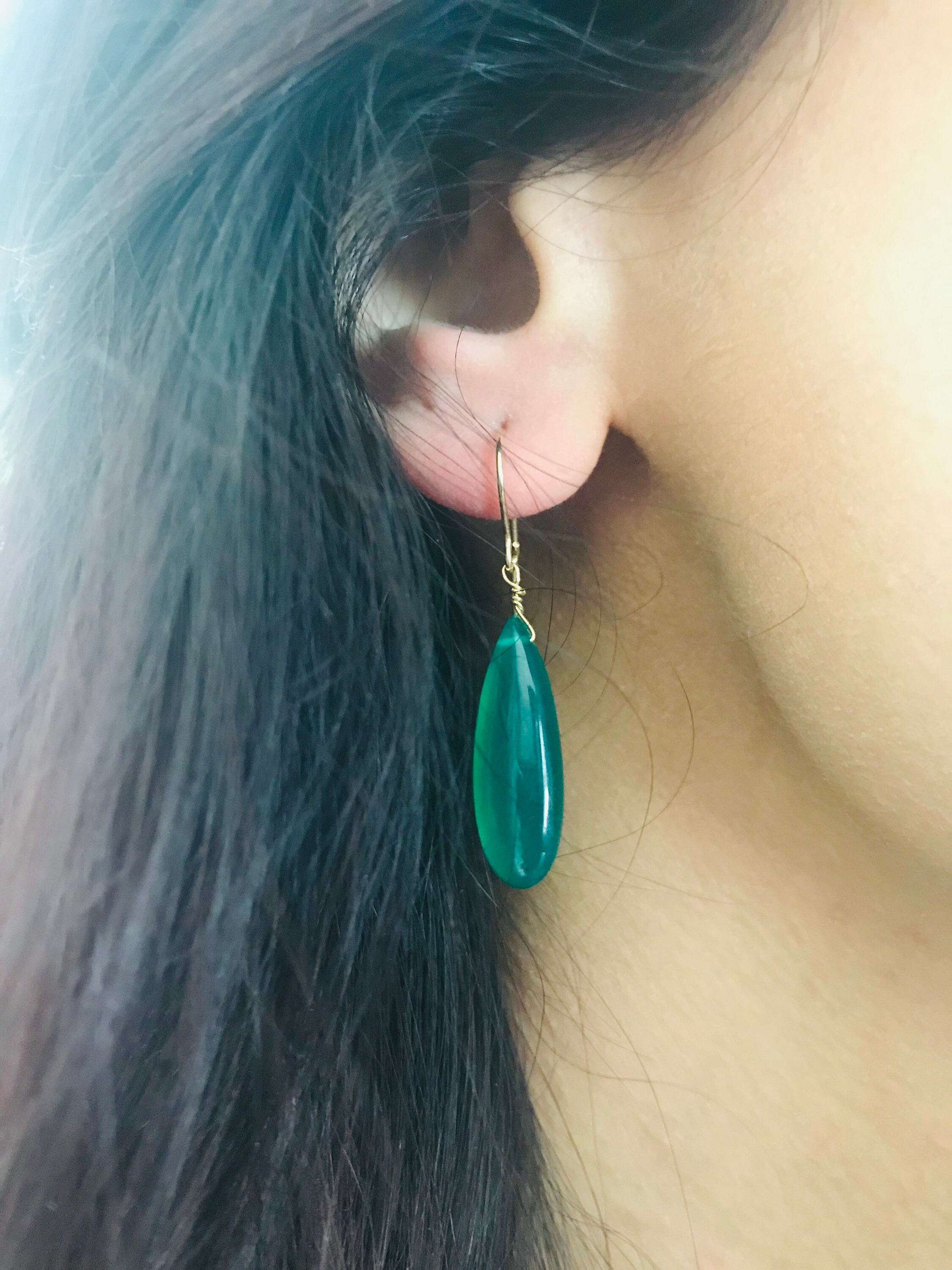 Green onyx drop earrings deals