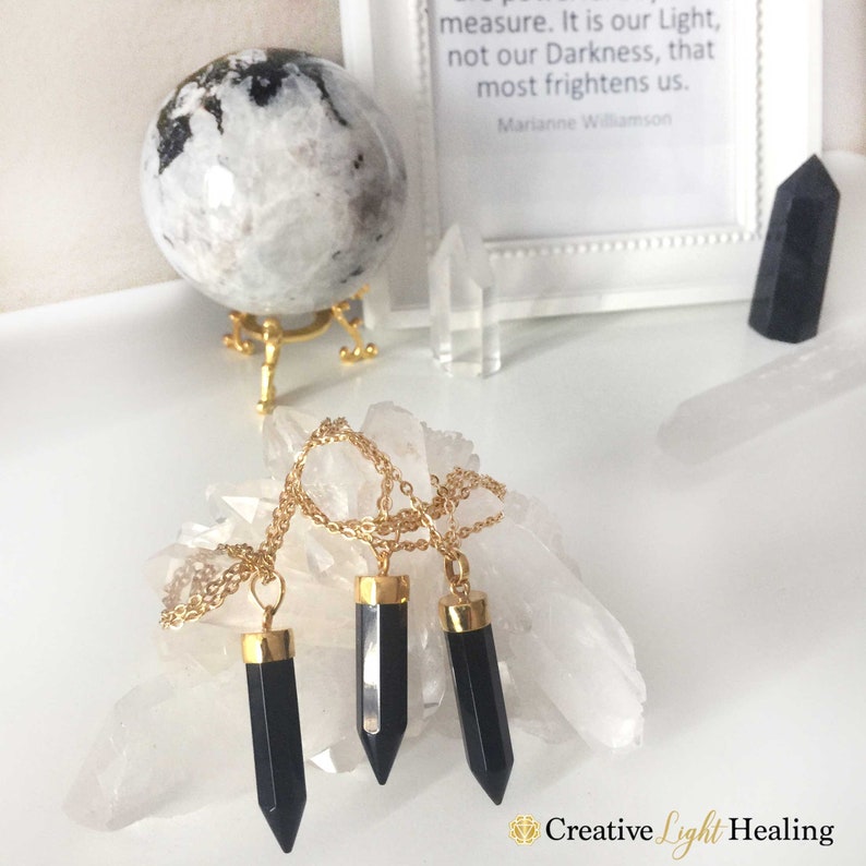 Ritual Crystal Pendant Medieval Jewelry Protection Amulet Onyx Jewelry Black Onyx Necklace black Meditation Crystal Medieval Necklace