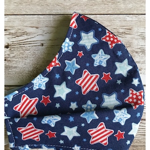 Kids Washable Fabric Face Mask: Stars Print, Ages 6-12