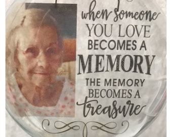 Memorial Ornament with photo, Personalized Remembrance Keepsake, Custom Christmas Ornament, In Memory Gift