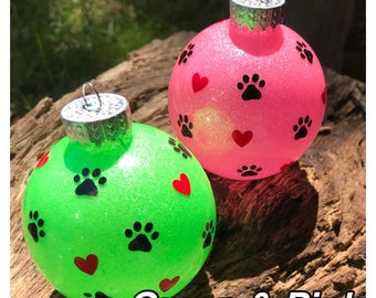 Paw print ornaments, Set of 2 ornaments