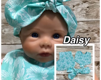 Floral Baby Girl Gift Set: Binky Bib, Burp Cloth & Headband