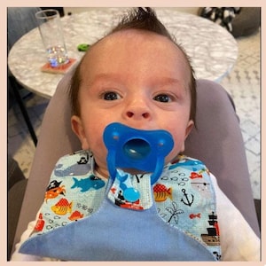 Baby Boy Binky Bibs, Baby Shower Gifts, Pacifier Holder Bib