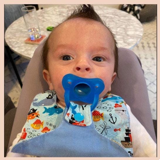 Baby Boy Binky Bibs, Baby Shower Gifts, Pacifier Holder Bib