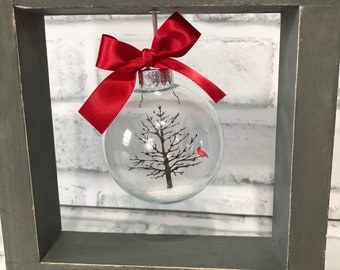 Memorial Cardinal Ornament: Glass Ball Cardinal Sympathy Gift