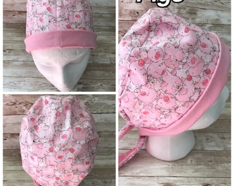 Womens Cotton Scrub Cap: Handmade Medical Hat with Ties