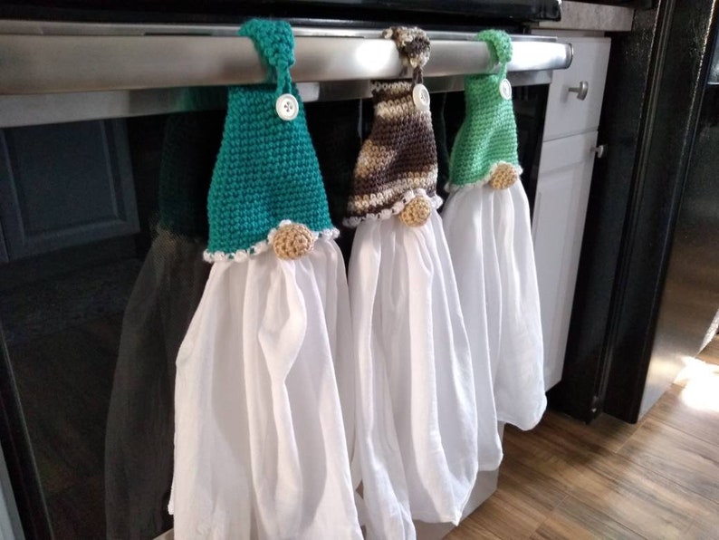 Gnome Kitchen Towel Holders Scandinavian Gnome Crochet kitchen holder image 8