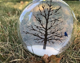 Blue Jay, Blue bird 4 inch Glass Disc Ornament