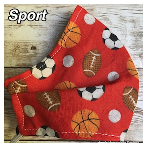 Kids Sports Fabric Face Mask: Ages 3-6, Washable Cotton