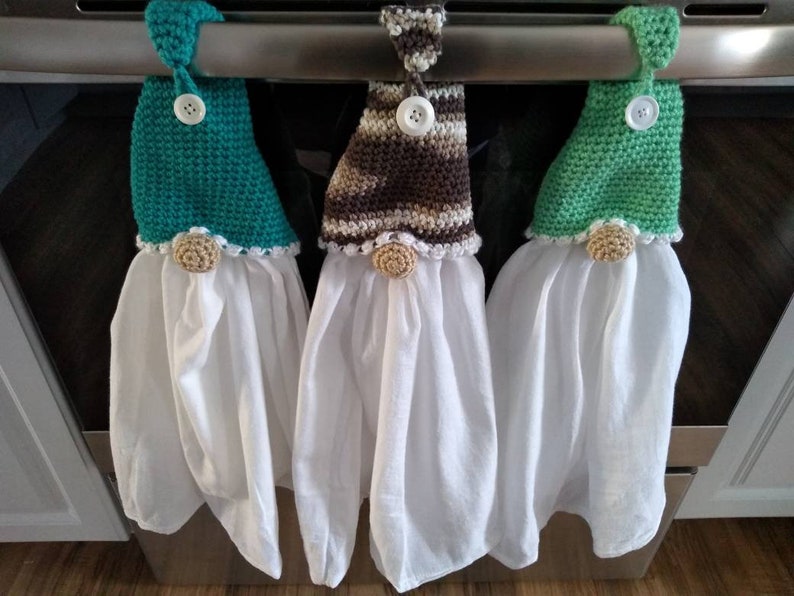 Gnome Kitchen Towel Holders Scandinavian Gnome Crochet kitchen holder image 9