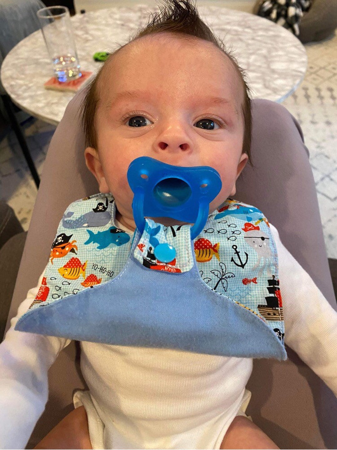 Baby Girl and Baby Boy Binky Bibs, Baby Shower Gifts, Pacifier Holder