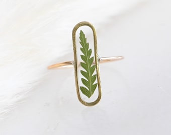 Fern Ring, Real Flower Ring, Pressed Leaf Ring, Dried Fern Ring, Resin Jewelry, Plant Ring, Chunky Ring, Botanical Jewelry, Natural Ring