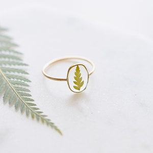 Fern Ring, Plant Ring, Botanical Ring, Pressed Fern Ring, Gold Fern Ring, Mini Resin Ring, Boho Ring, Real Fern Ring, Mentalgardens