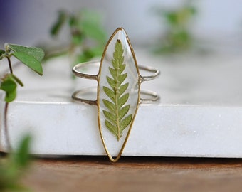 Echte Varen Zilveren Ring, Gedroogde Varen Ring, Dubbele Band Ring, Statement Sieraden, Elven Hars Ring, Boho Ring, Minimalistisch Cadeau, Sprookje