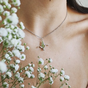 Resin fern necklace with real green fern for botanical lover gift