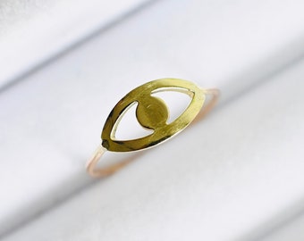 Brass Eye Ring, The Evil Eye Ring, Eye Jewelry, Gold Mystical Ring, Minimalistic Ring, Elegant Ring, Dainty Jewelry, Viewer Ring, Wife Gift