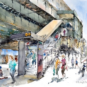 Astoria Queens, 30th Avenue | New York City Subway Art | Painting by Ling Chen