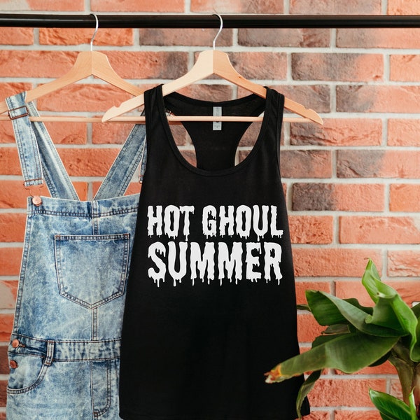 Hot Ghoul Summer Women's Racerback Tank, Horror Tank Top, Goth Tank Top, Summerween, Halfway to Halloween, Goth Girl Shirt, Summer Goth