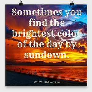 Kleur van de helderste van de dag Poster 16 x 16 afdrukontwerp, unieke huis Wall Art Decor, heldere zonsondergang Design