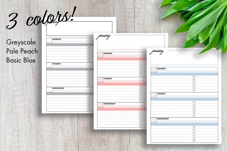 Printable Undated Weekly Calendar Horizontal : 2 Page Planner - Etsy