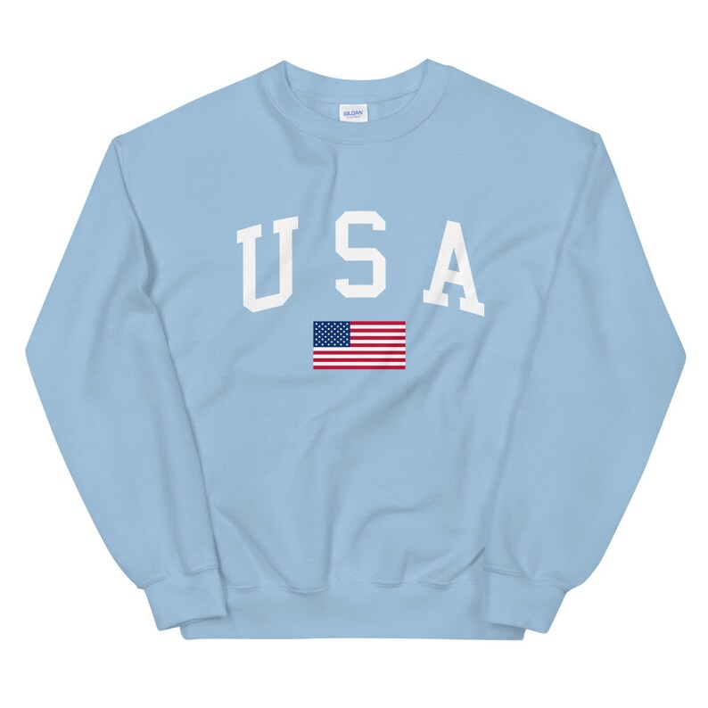 USA Pullover Sweatshirt USA Crewneck USA Sweatshirt American Flag ...
