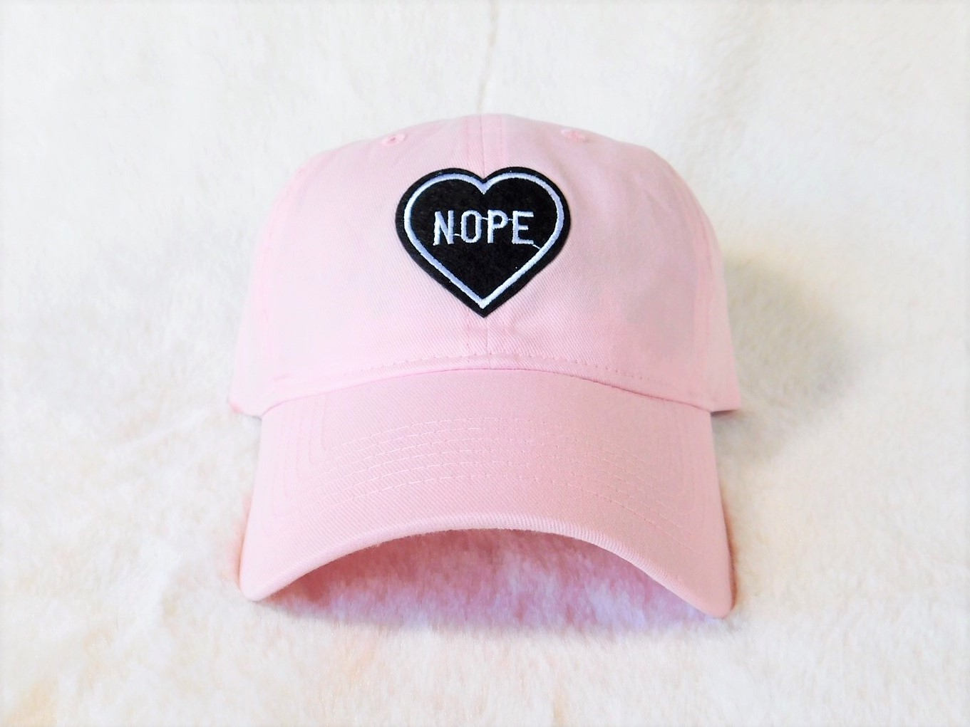 Nope Dad Hat Black Heart Baseball Hat Pink Dad Cap With | Etsy