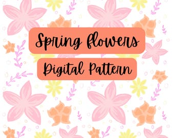 Fondo de pantalla digital de flores de primavera, diseño floral, descarga instantánea, patrón digital floral, patrón de primavera, fondo de pantalla de flores, PNG