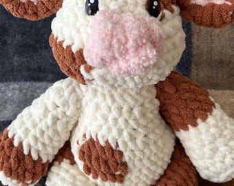 Vaca de peluche tejida a crochet, Vaca de peluche, Animal de peluche, Animal de peluche tejido a crochet, Juguete, Amigurumi, Tema de granja, Animales de granero, Ideas de regalo, Idea de regalo para niños