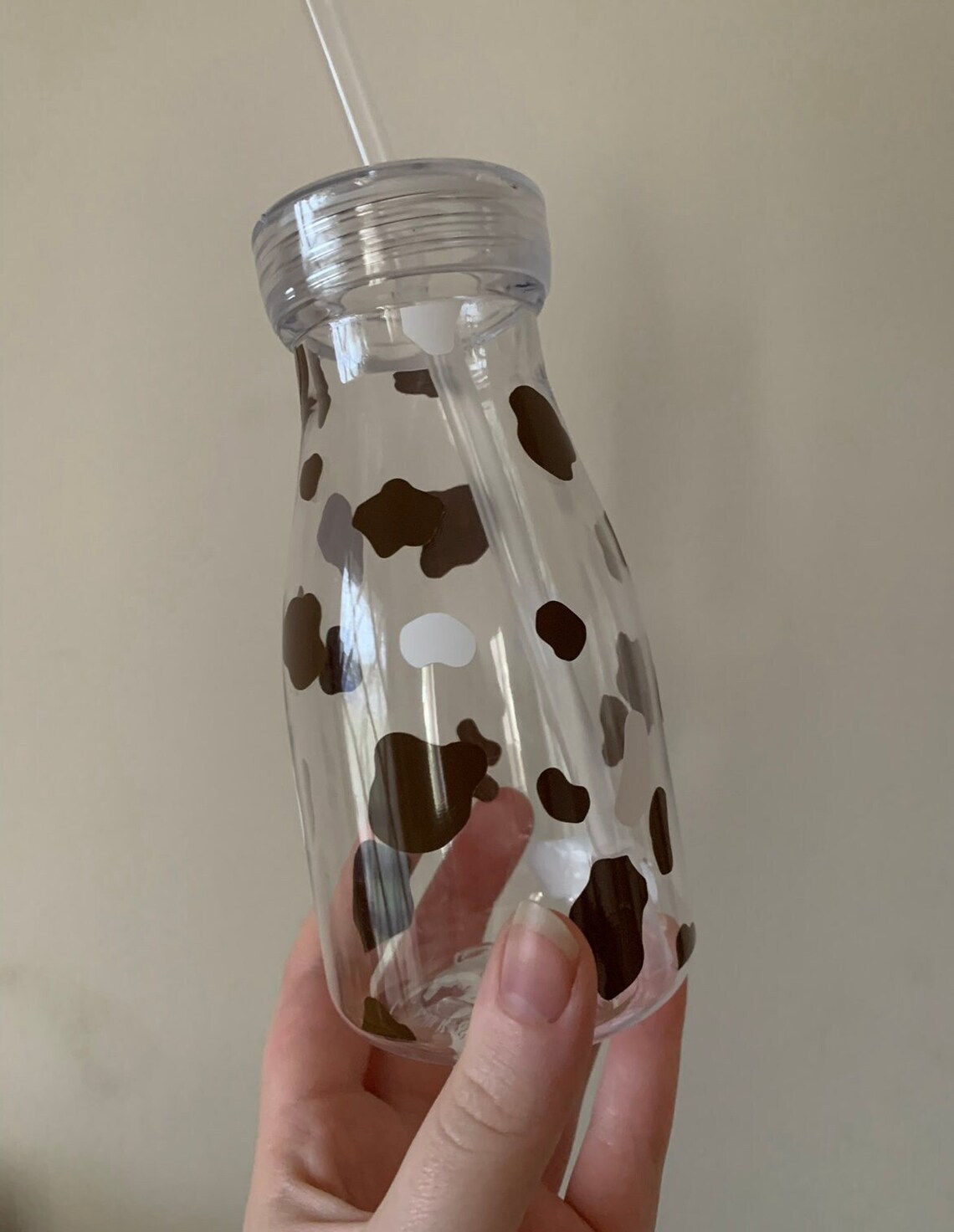 Cow Print Milk Bottles, Cow Cups, Dairy Cups, Drink-ware, Cow Themed Cups, Cow Themed Kitchen ...
