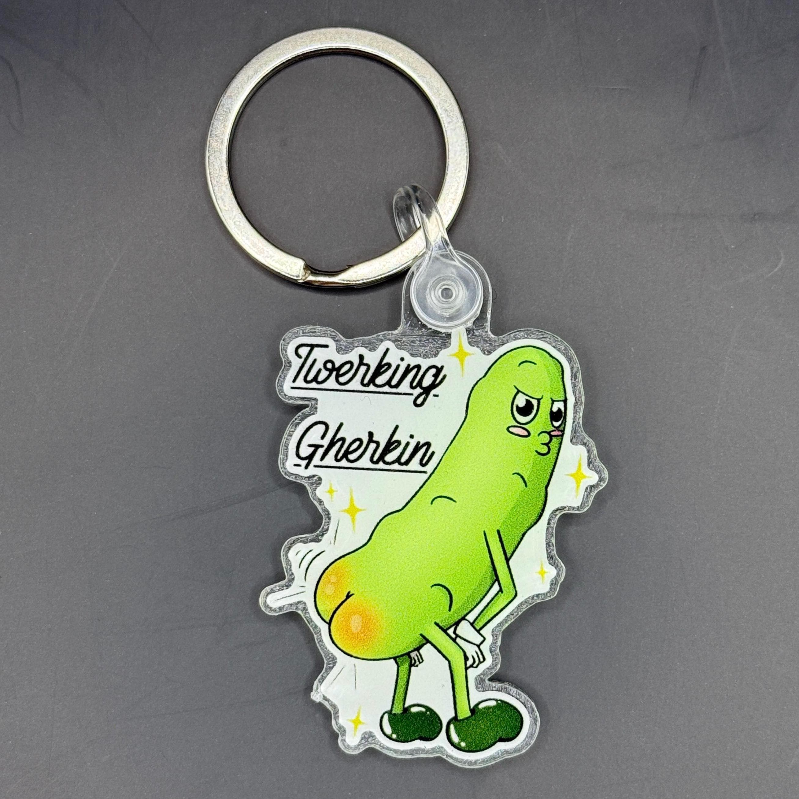 Twerking Gherkin Keychain: Funny Acrylic Pickle Lover Gift - Etsy
