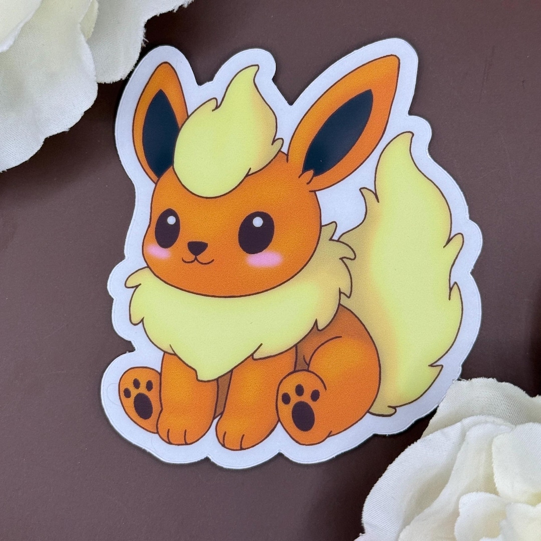 Flareon Pokemon Sticker | Chibi Anime Decal, Waterproof Vinyl - Etsy